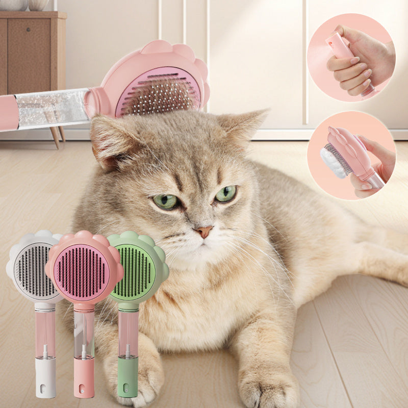 Self-Cleaning Pet Brush Comb with Spray
